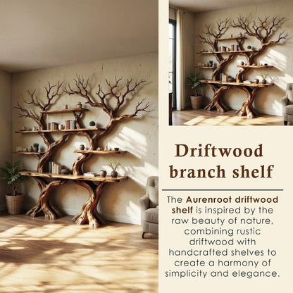 Tree Branch Bookshelf Handcarved Driftwood Sculpture Art